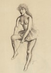 71. Kohle und Bleistift, monogrammiert, 420 x 290 mm um 1930 <br><br>rckseitig: Weiblicher Rckenhalbakt